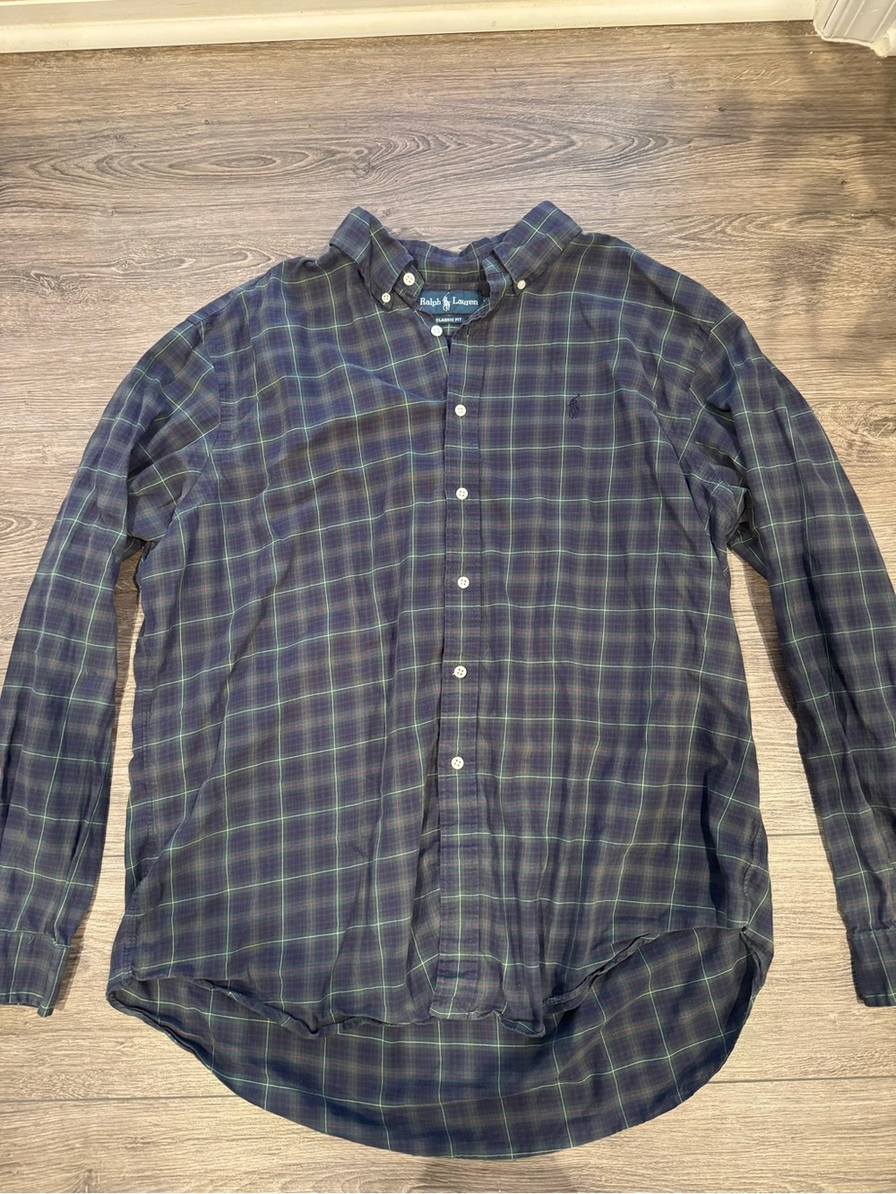 Ralph Lauren Classic Fit XXL Plaid Button Down Shirt Blue Green Long Sleeve